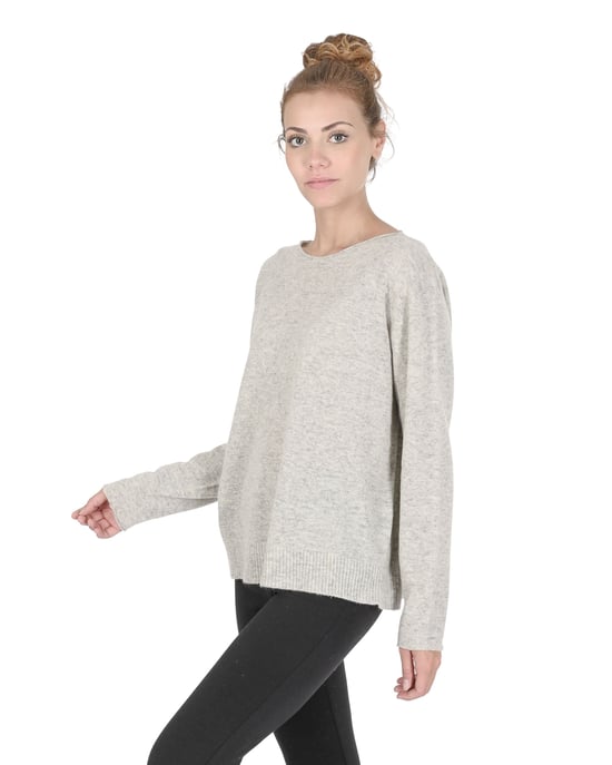 Crown Of Edinburgh Cashmere Pull Surdimensionnà© à  Col Bateau Pour Femme Coe 008 Gris Melange - Image 2