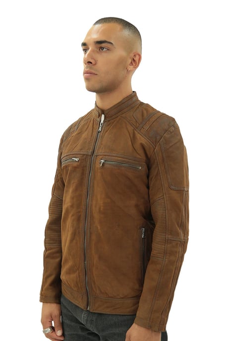 Mens Buff Leather Racer Biker Jacket-Vienna
