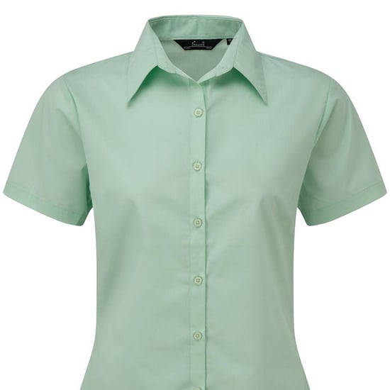 Premier Short Sleeve Poplin Blouse / Plain Work Shirt (Aqua) - Image 2