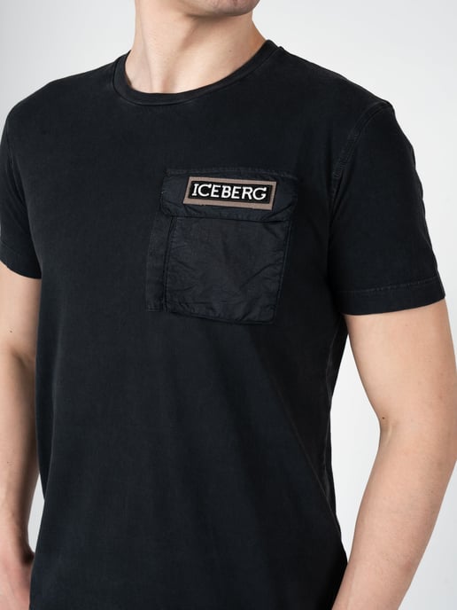 Iceberg T-Shirt C-Neck del hombre negro - Image 5