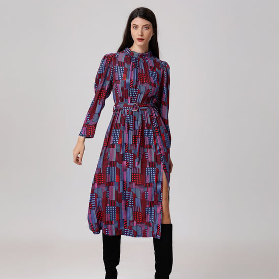Graphic Print Midi Blouse-Dress - Image 2