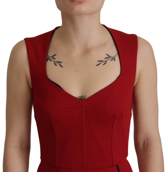Vestido Midi Ceñido Rojo con Escote Corazón de Dolce & Gabbana para Mujer - Image 3