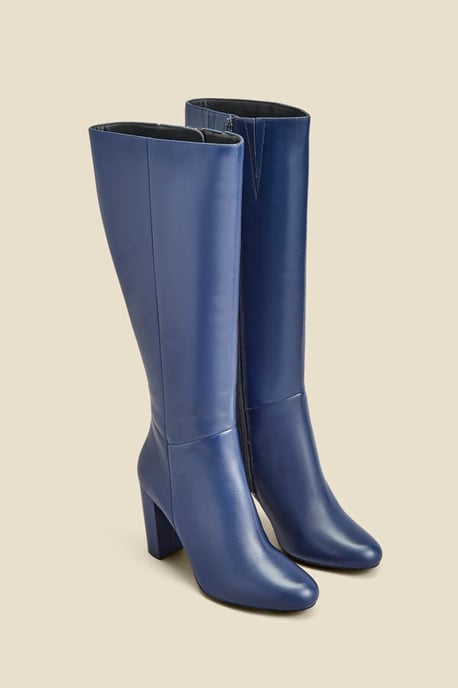 Blake Navy Blue Leather Knee High Boot