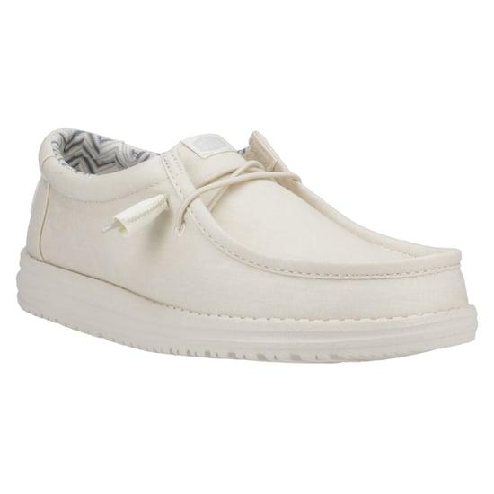 HEYDUDE Wally Canvas 100% Cotton Men's Stone White Boat Shoes - Image 6