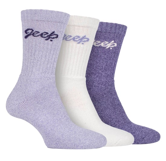 Womens Hiking Boot Socks | Jeep | Ladies Ribbed Outdoor Cushioned Socks with Reinforced Heel and Toe - Violet / Cream - Image 1