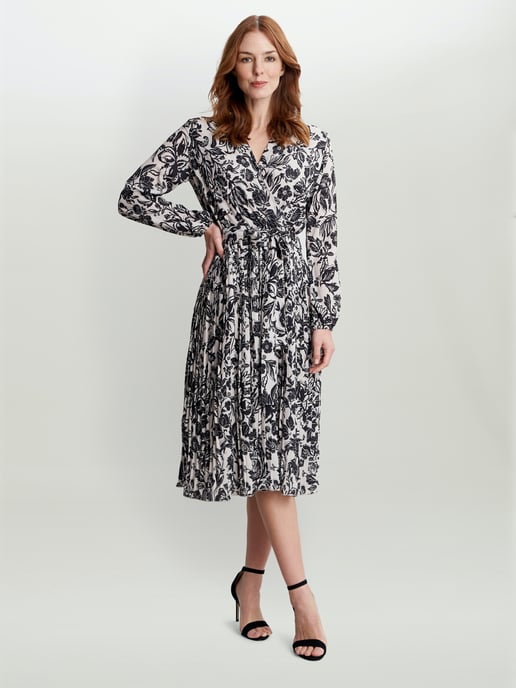 Lucine X Over Bodice Dress With Pleated Skirt
