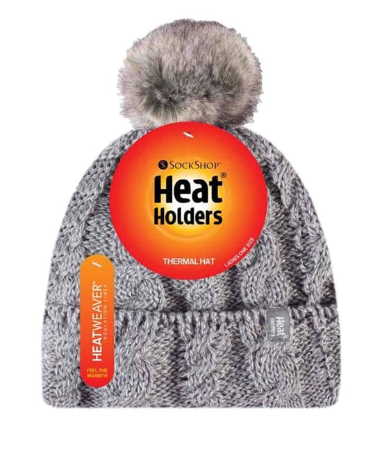 Heat Holders - Gorro térmico de punto forrado de forro polar para damas con pom pom - Image 2