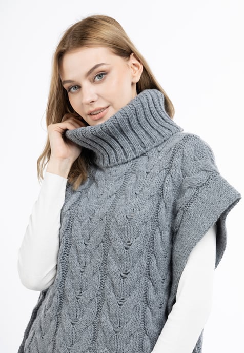 Dreimaster Knitted vest women dark grey melange - Image 5
