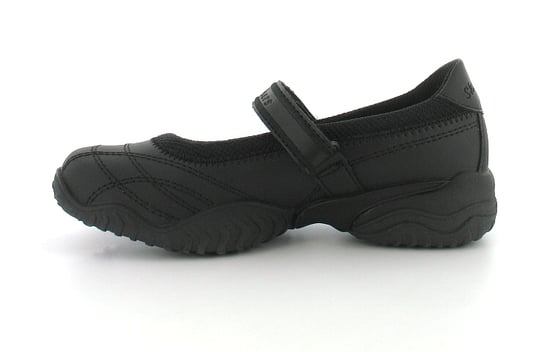 New Girls Black Leather Skechers School Shoes With Touch Fastening - Image 3