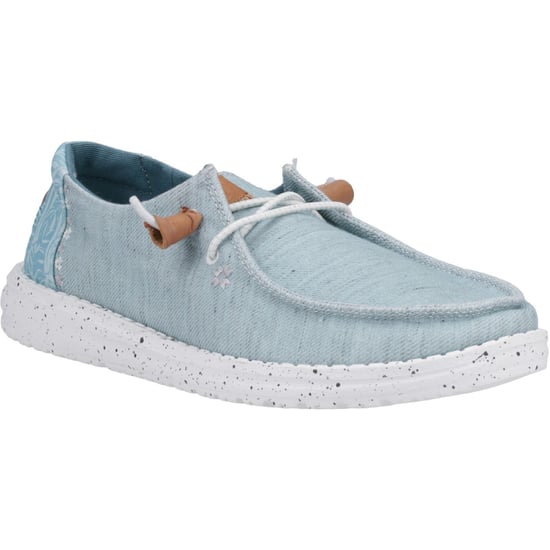 HEYDUDE Wendy Heathered Slub Tropical Linen/Lyocell/Cotton Women's Blue Loafers - Image 1
