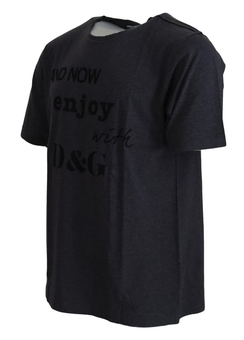 Camiseta de algodón gris de cuello redondo y manga corta para hombre de Dolce & Gabbana - Image 2