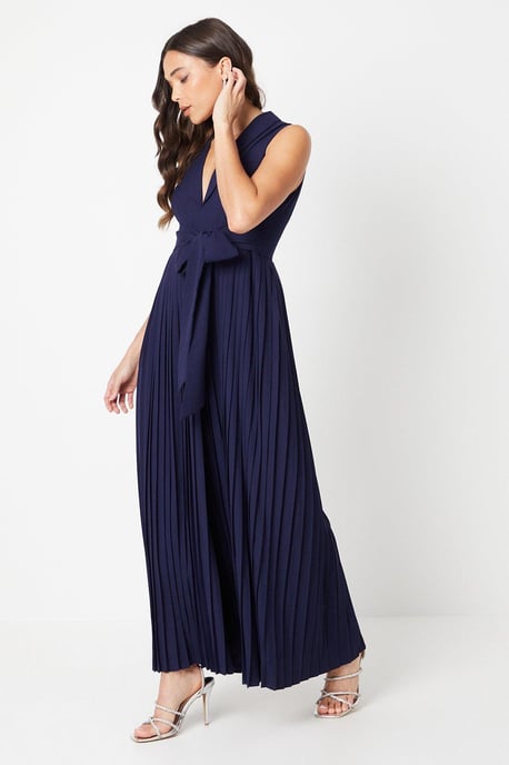 Petite Pleated Wide Leg Sleeveless Jumpsuit - Image 1