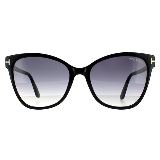 Gafas de sol Cat Eye para mujer Tom Ford Negro Brillante Gradiente Gris - Image 1
