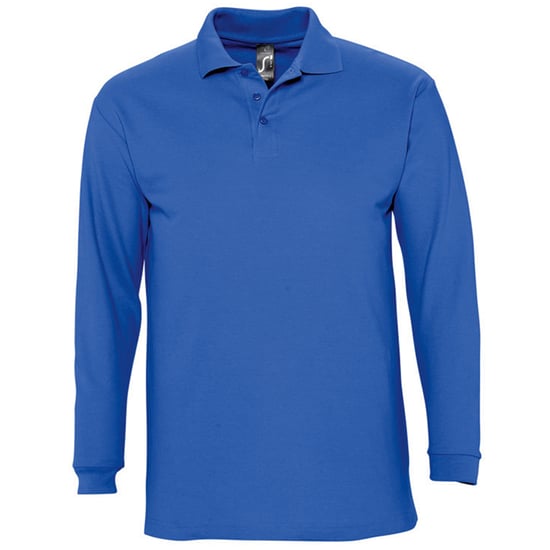 SOLS Mens Winter II Long Sleeve Pique Cotton Polo Shirt (Royal Blue) - Image 1