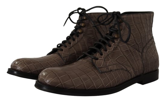 Botas Derby de Cuero de Cocodrilo Grises para Hombre de Dolce & Gabbana - Image 2