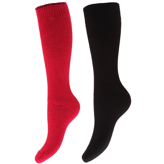 Floso Womens/Ladies Thermal Winter Wellington/Welly Boot Socks (2 Pairs) (Pink/Black) - Image 1