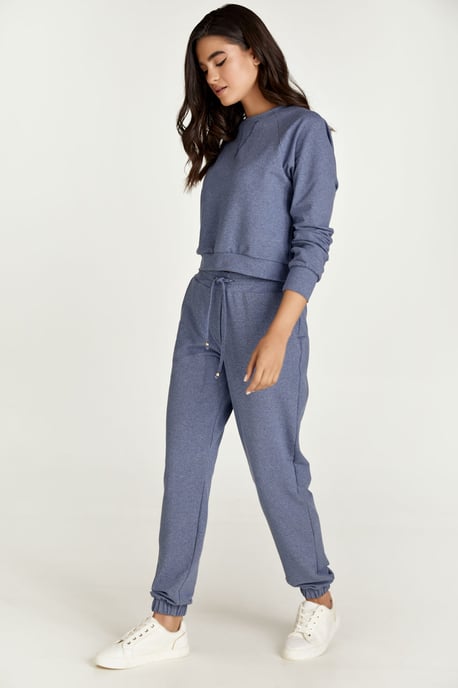 Crop Indigo Melange Sweatshirt
