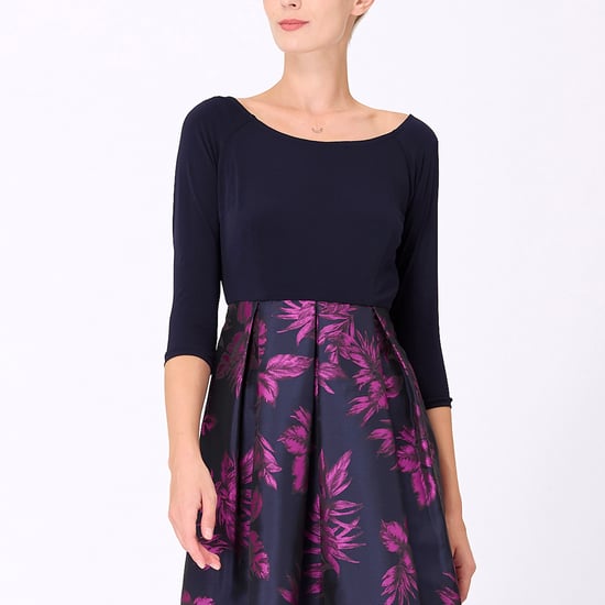 Bi-material dress with floral brocade - Image 2