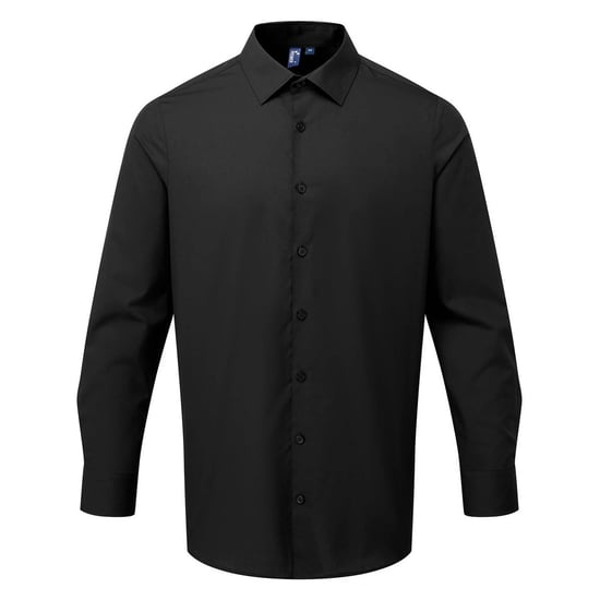 Premier Mens Poplin Long-Sleeved Formal Shirt (Black) - Image 1