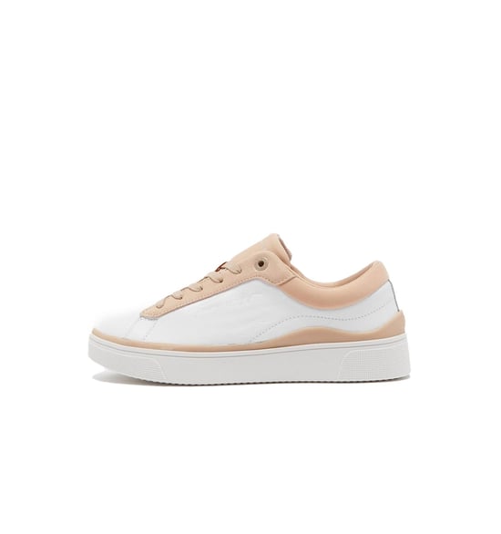 Zapatillas de cuero con suela de copa elevadas para mujer Tommy Hilfiger - Blancas y rosas - Image 2