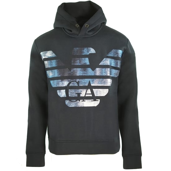 Emporio Armani sudadera con capucha azul marino con logo de águila grande - Image 1