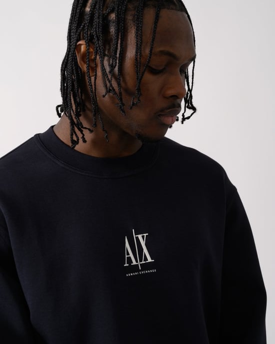 Armani Exchange Mens Embroidered A|X Centre Logo Crew Neck Sweatshirt - Image 2
