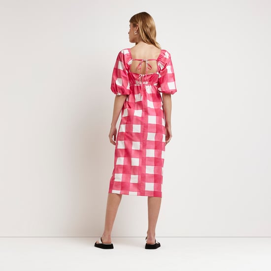 River Island Womens Midi Dress Pink Gingham