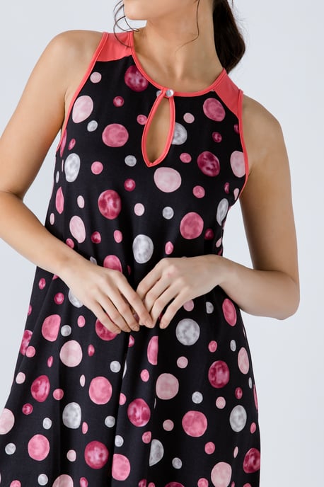 Coral  A Line Print Dress