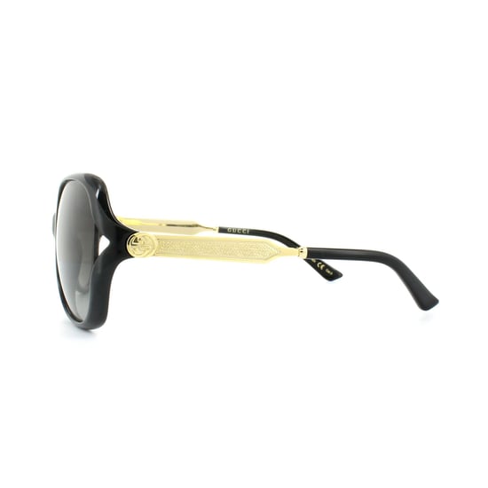 Gafas de sol Gucci 0076S 002 Negro Oro Gris Degradado - Image 3