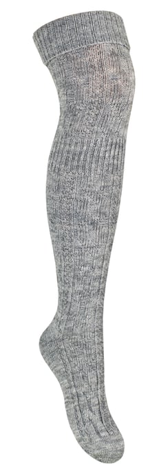 Womens Over The Knee Wool Socks | Steven | Invierno Caliente Calcetines Largos Gruesos - Gris - Image 1