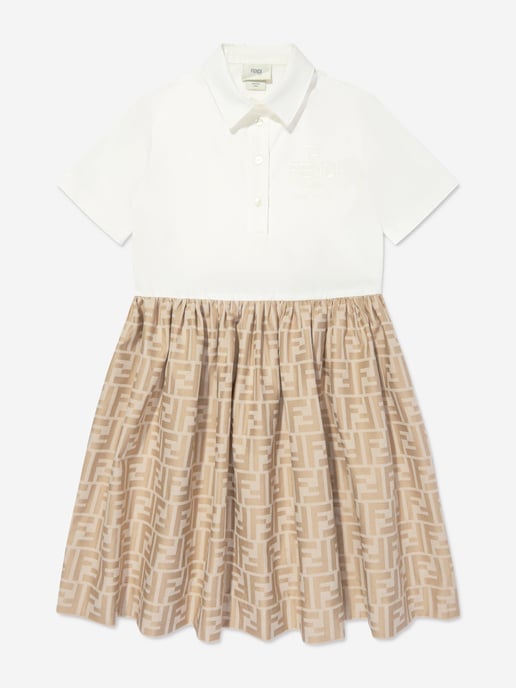 Vestido Jacquard FF de Fendi para Niñas en Beige - Image 1