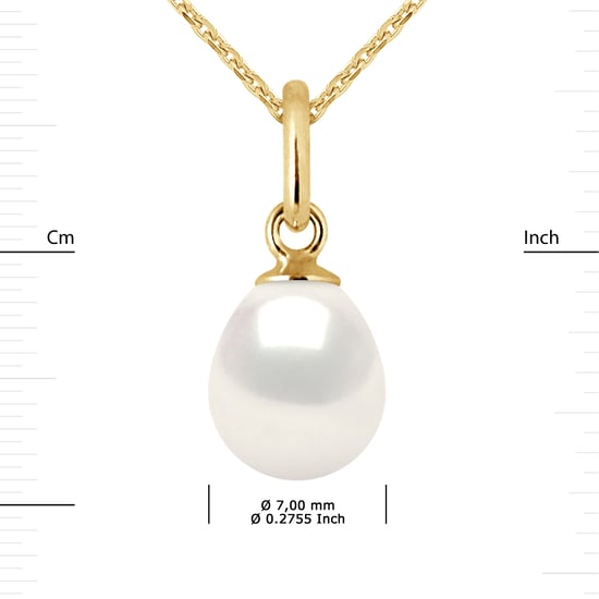 Perla de agua dulce colgante 7-8 mm Pear de oro blanco de 18k entregado con cadena - Image 3