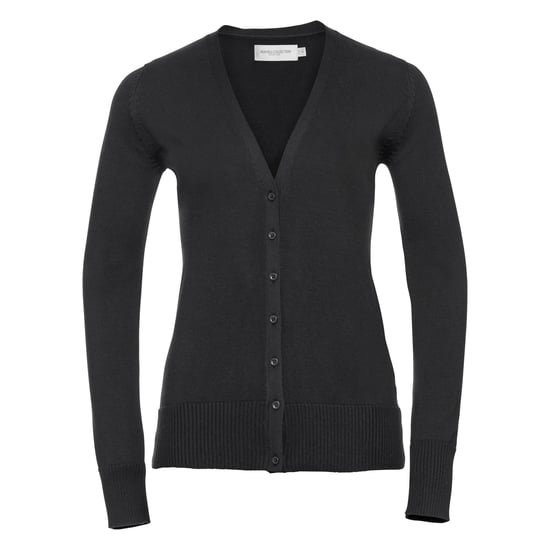 Russell Collection Ladies/Womens V-neck Knitted Cardigan (Black) - Image 1