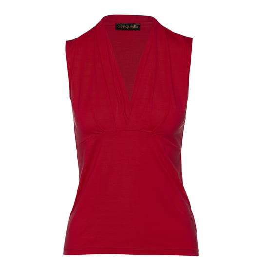Red Faux Wrap Sleeveless Top