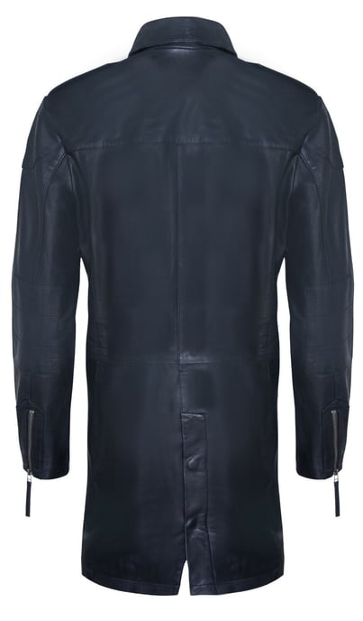 Soft Long Military Trench Distressed Leather Coat