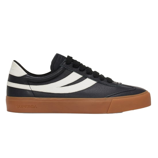 Superga Unisex Adult 4834 Club S Swallow Contrast Detail Vegan Leather Trainers (Black/Gum) - Image 1