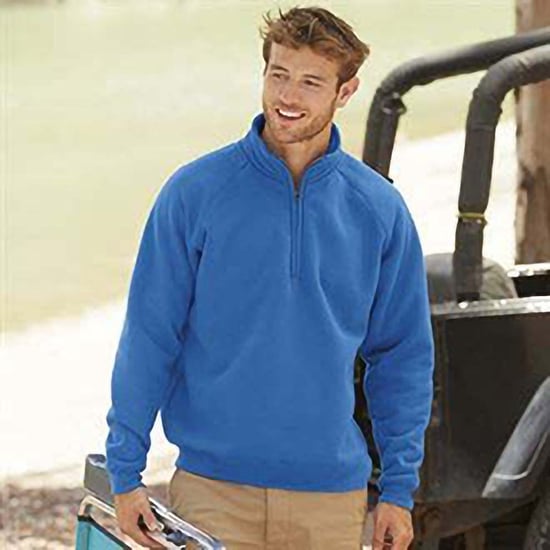 Fruit Of The Loom Mens Premium 70/30 Zip Neck Sweatshirt (Royal Blue) - Image 2
