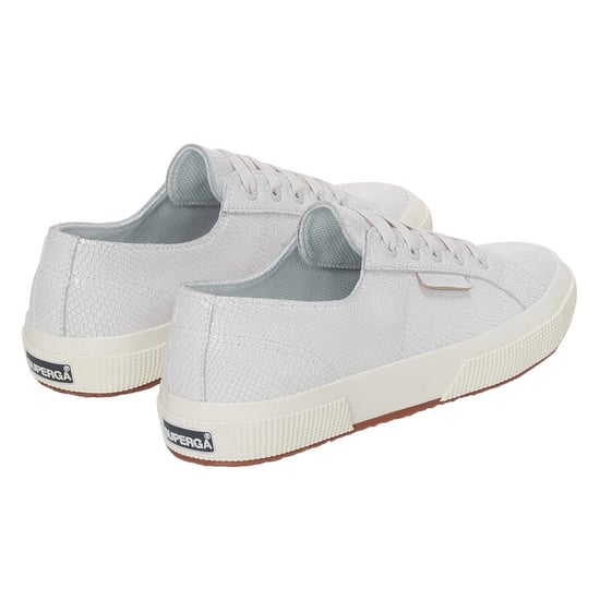 Superga Womens/Ladies 2750 Snake Print Grain Leather Trainers (Optical White) - Image 2