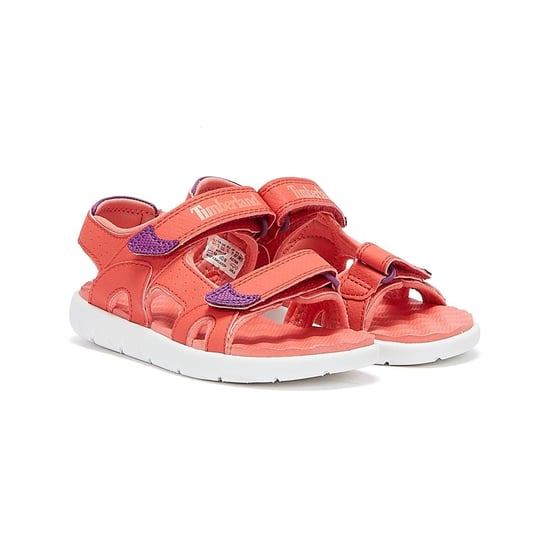 Boys Girls Timberland Perkins Row 2-Strap Youth Dark Pink Sandals - Image 1