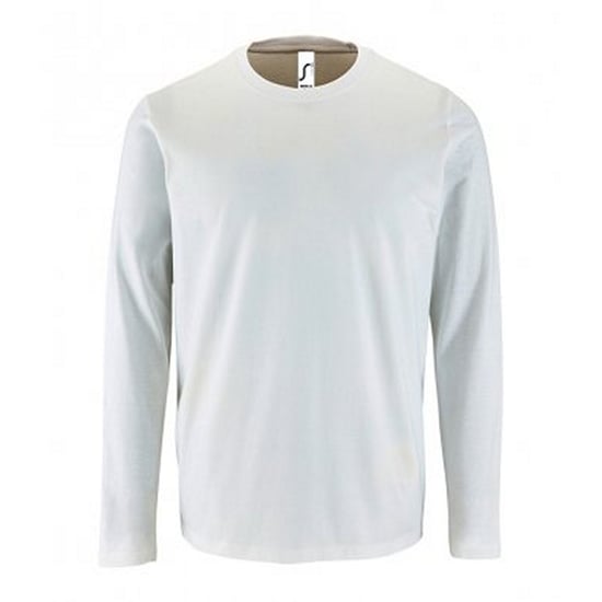 SOLS Mens Imperial Long Sleeve T-Shirt (White) - Image 1