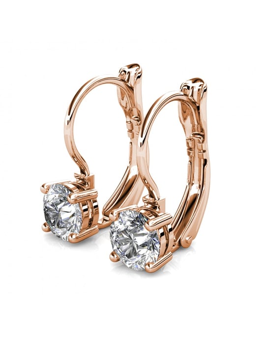 Pendientes Redondos - Oro Rosa y Cristal - Image 4