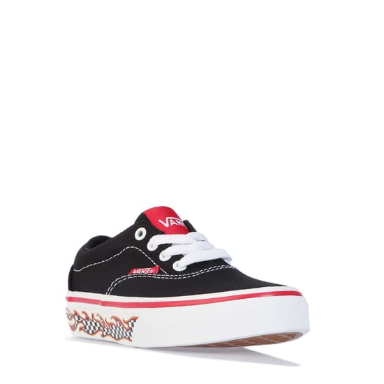 Boy's Vans Childrens Doheny Flame Check Trainers in Black-White