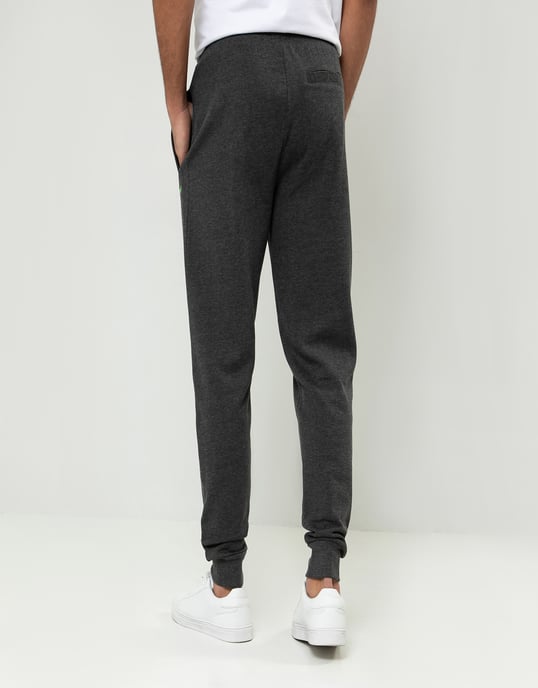 Dark Grey Cotton Blend 'Trifoliate' Joggers