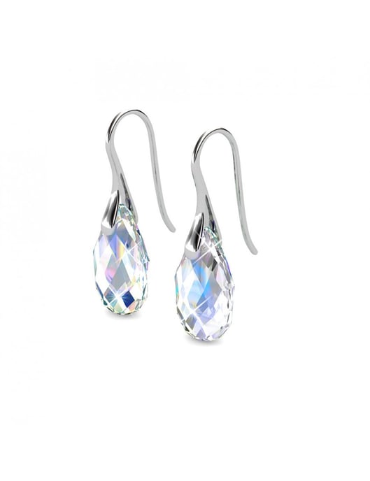 Pendientes de gancho en forma de lágrima - Plata y blanco brillante - Image 4