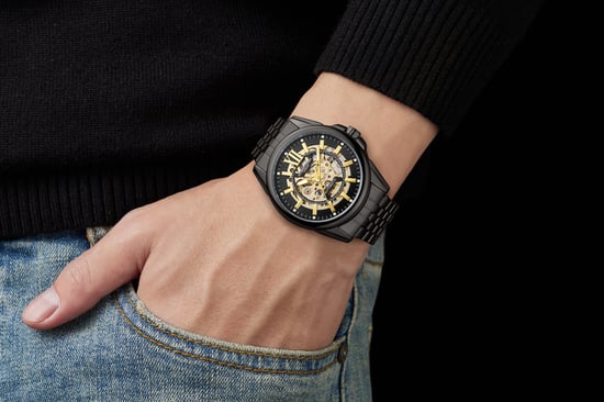 Reloj de Lujo Anthony James Automático Esqueleto Negro para Hombre - Image 3