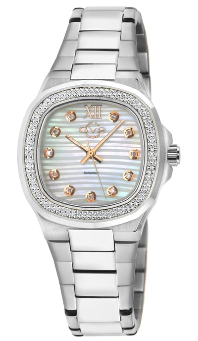 GV2 Potente Lady White MOP dial, 316L Stainless Steel Diamond  Swiss Quartz  Watch