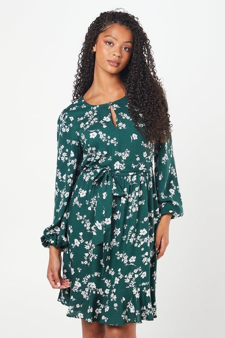 Tall Ditsy Floral Print Belted Mini Dress - Image 1