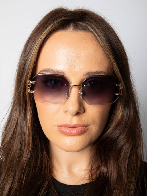 Frameless Octagon Lens with Metal arm in Blue