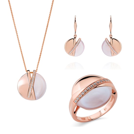Orphelia 'Moragene' Women's 925 Sterling Silver Set: Necklace + Earrings + Ring - Rose SET-7506/RG - Image 1