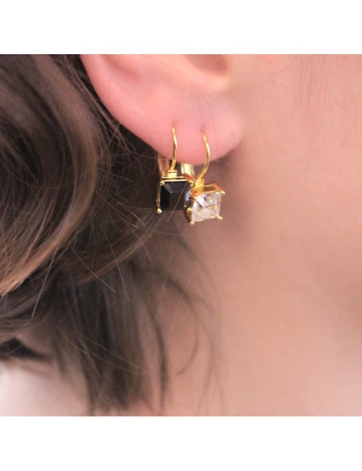 Pendientes Cuadrados - Oro y Cristal - Image 2